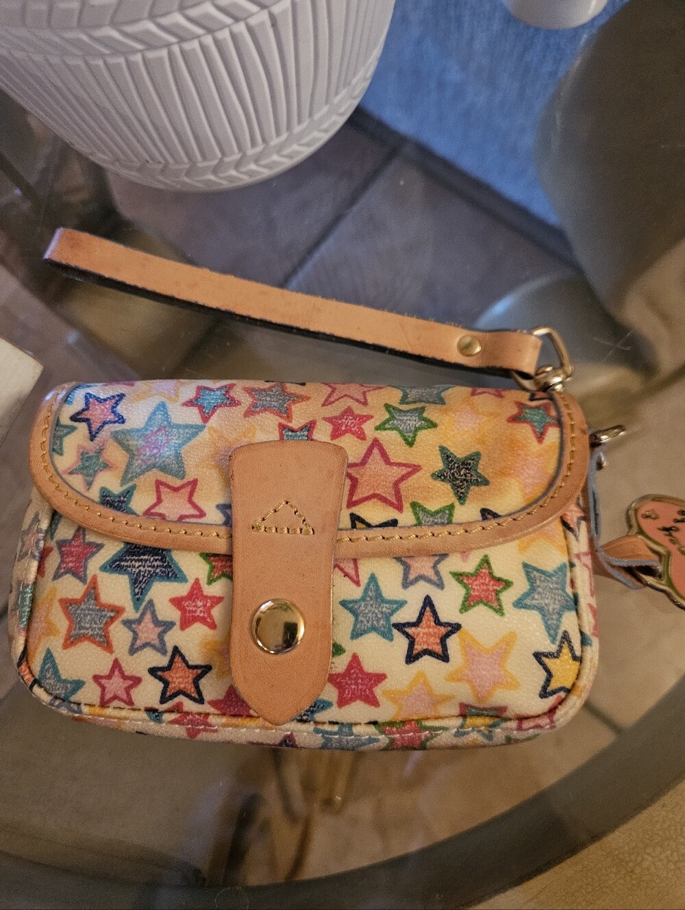 Rare Dooney & Bourke Adorable Star-Print Multi-color Wristlet Clutch